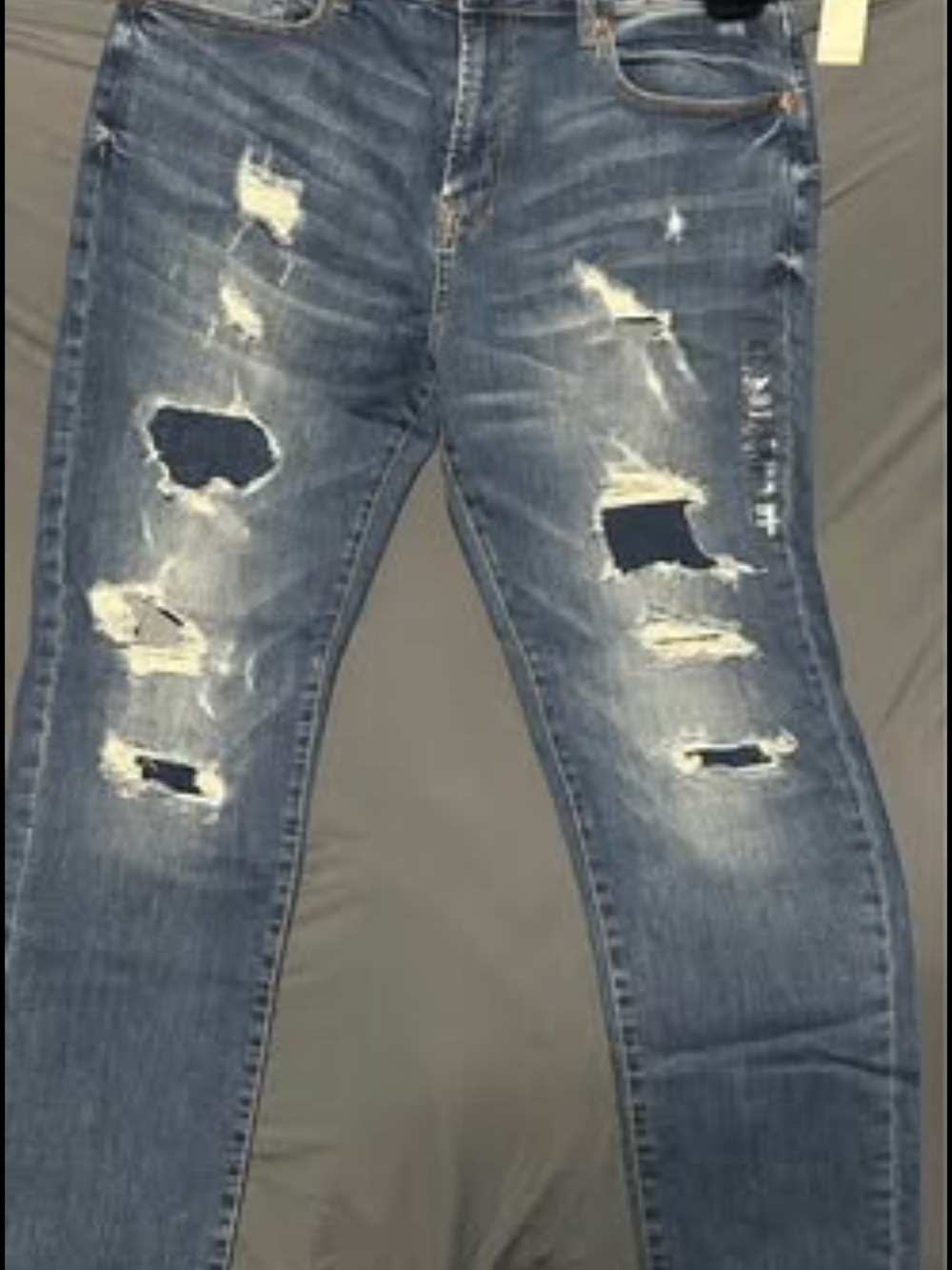 Aeropostale Men's Distressed Dark Blue Skinny Jeans